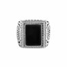 Chevalière homme argent rock love agate noire