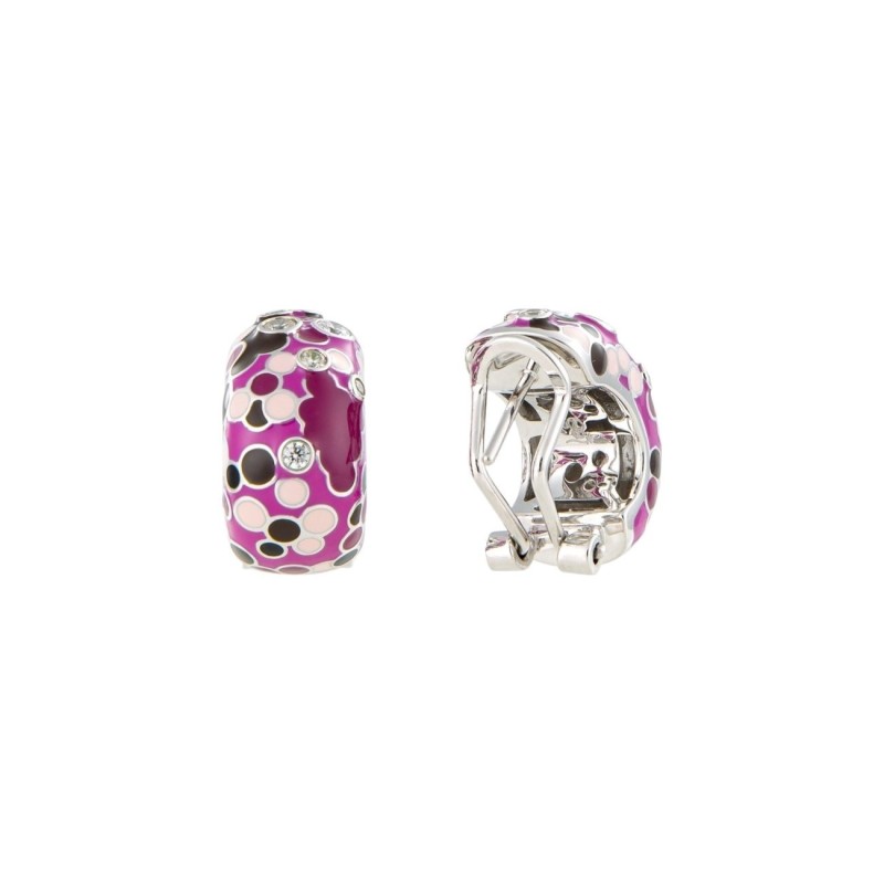 Boucles d'Oreilles 1/2 créoles Multicolore Rose Una Storia