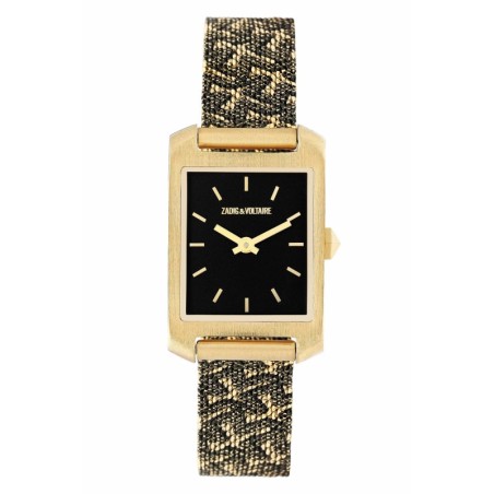BIJOUTERIE MERILHOU ZADIG & VOLTAIRE CADRAN NOIR ET DORE BRACELET MILANAIS